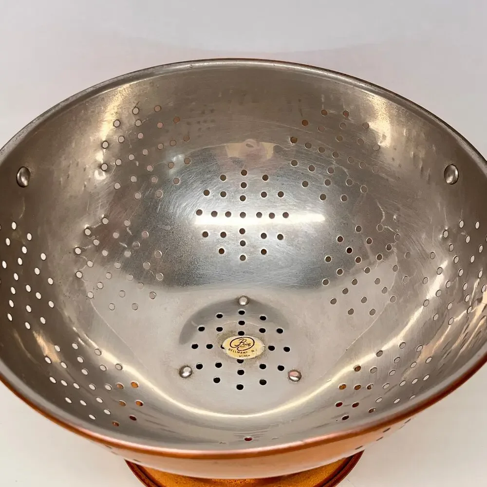 Vintage Copper Brass Colander Strainer Collectible Kitchen Copper